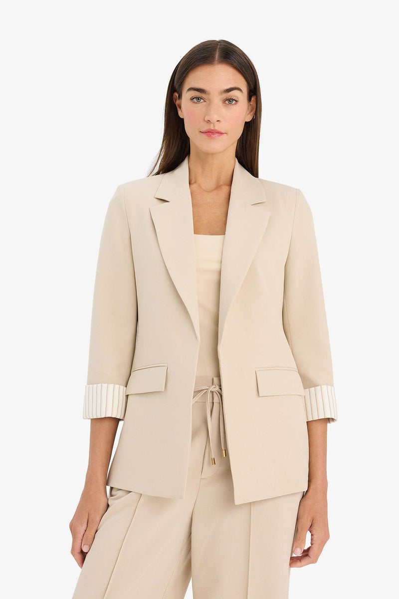 DeFacto Beige Woman Oversize Fit Jacket Collar Blazer Casual - Image 3